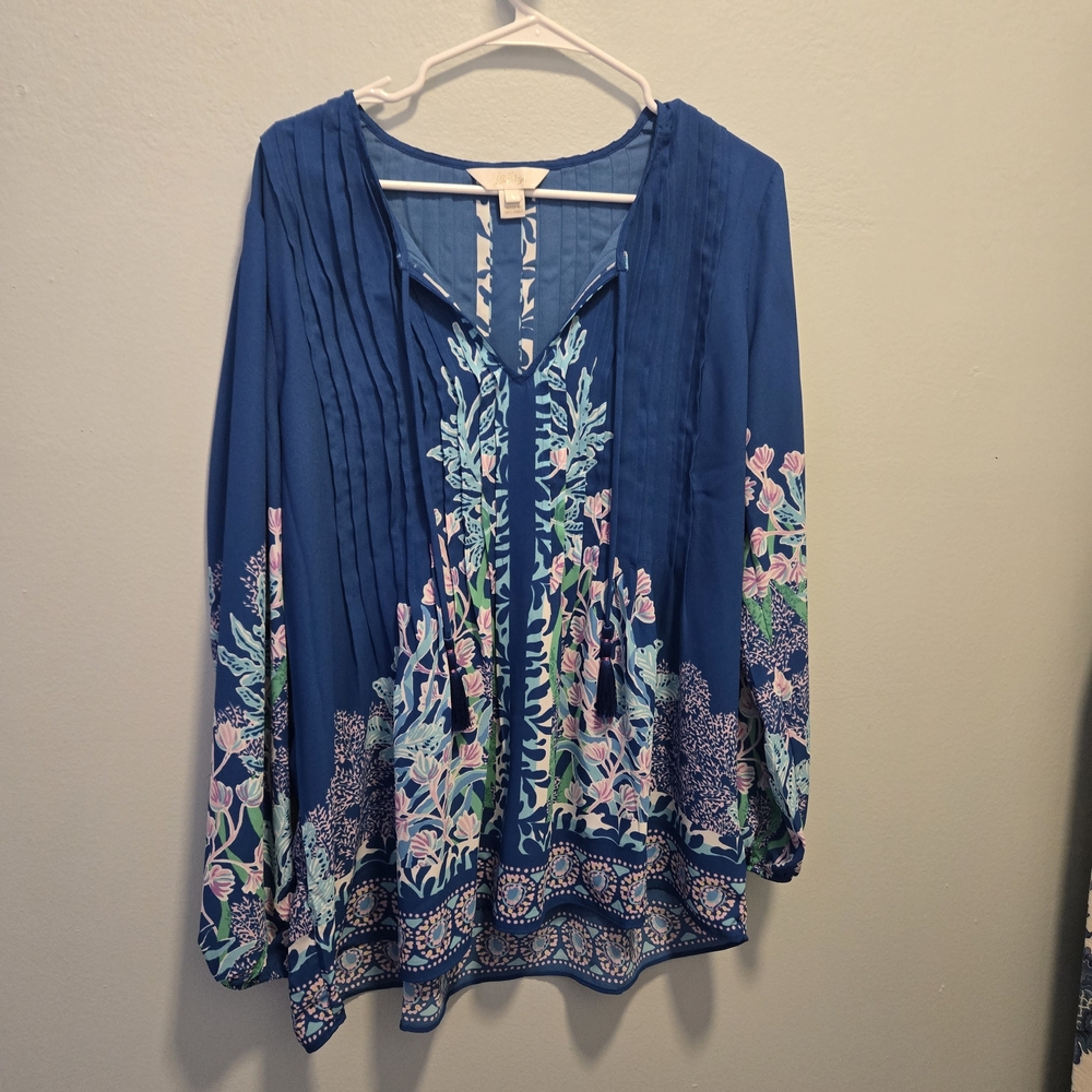 Lilly Pulitzer Blue Floral Blouse